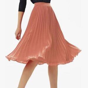 GRACE KARIN Girl's Pleated Chiffon Skirt Swing A Line Dark Salmon 7Y NEW